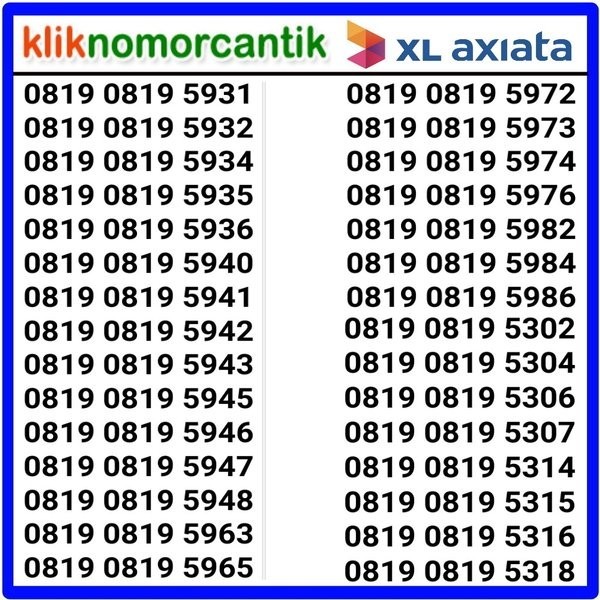 Nomor Cantik Xl Axiata 4G Kartu Perdana Xl Axiata Dnc 5
