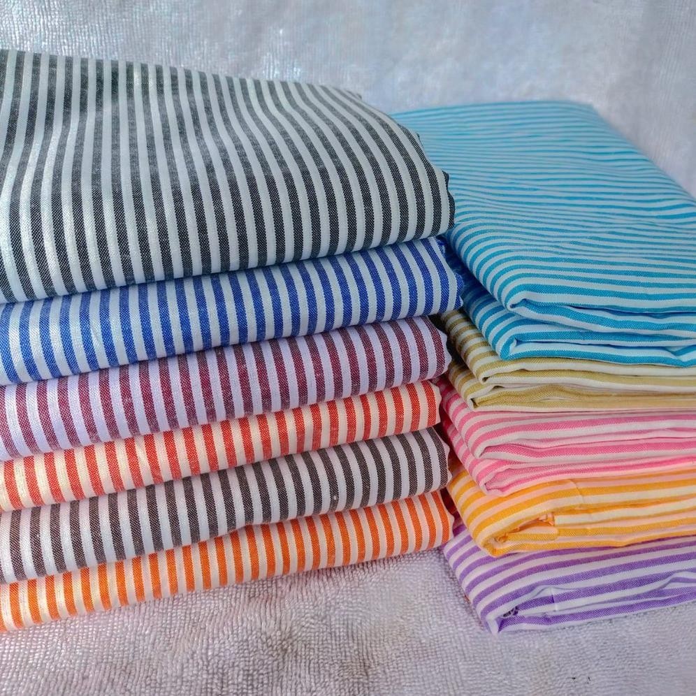 Tarbaru Kain Katun Yarndyed Motif Garis Stripe /Kain Salur 4Mm/08 Lebar 150Cm Kain Katun Jepang Toka