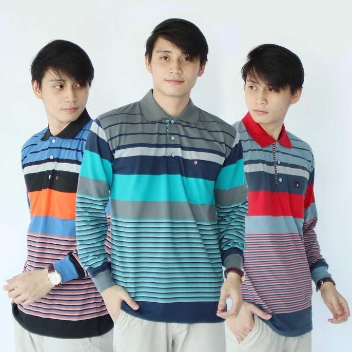 Kaos kerah pria distro salur engineering dewasa saku lengan panjang lucasmiadriantu