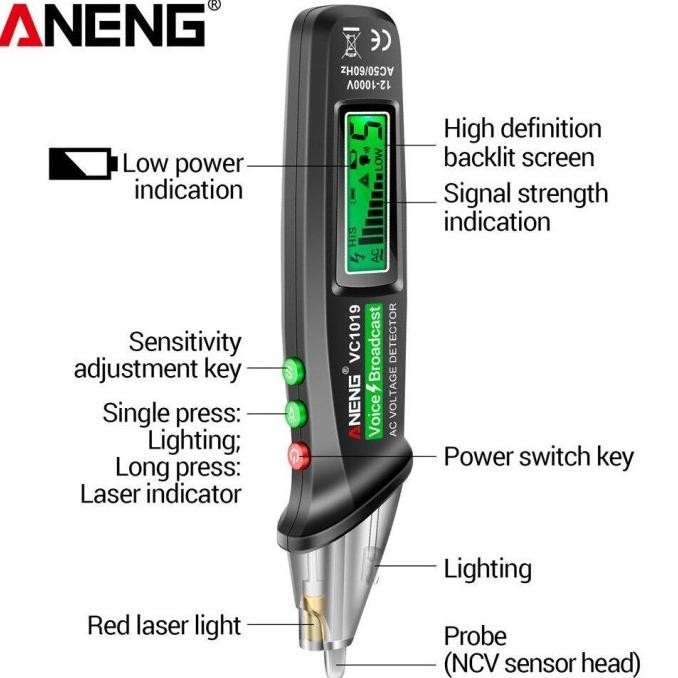 Tespen Test Pen Listrik Digital Bunyi Alat Cek Kabel Putus Smart Voice