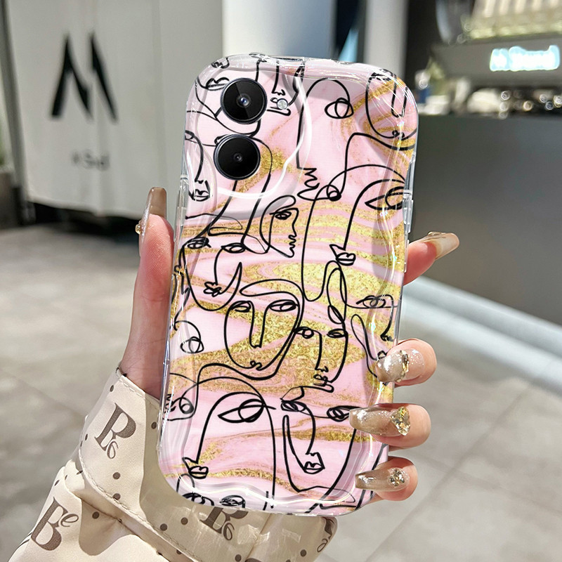 Casing Hp Realme 10 Case Kesing pelindung silikon Softcase lembut baru HP ponsel pola wajah abstrak 