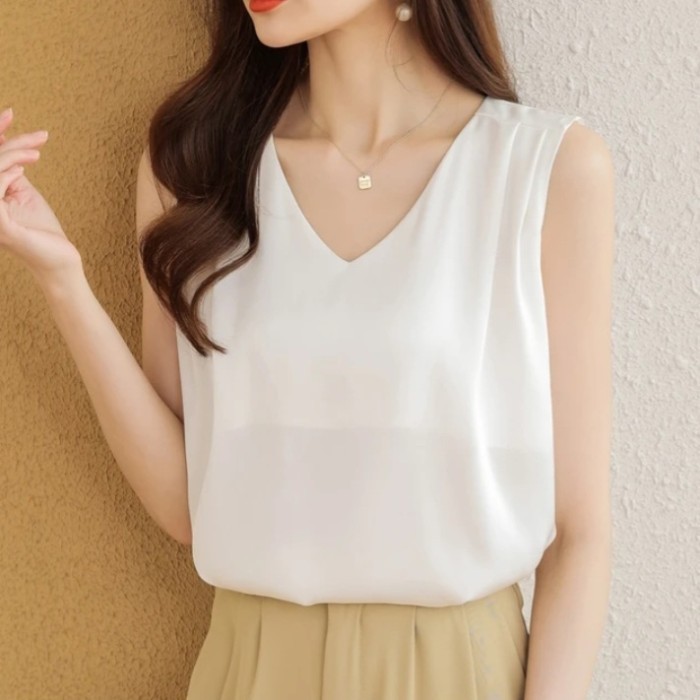 Inner Tanpa Lengan Dalaman Blazer Blouse Atasan Wanita