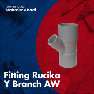 Fitting Pipa PVC Rucika Y-Branch AW 2 1/2" Inch x 2" Inch Tee-Y/Sambungan Pipa Y AW Warna Abu Per Du