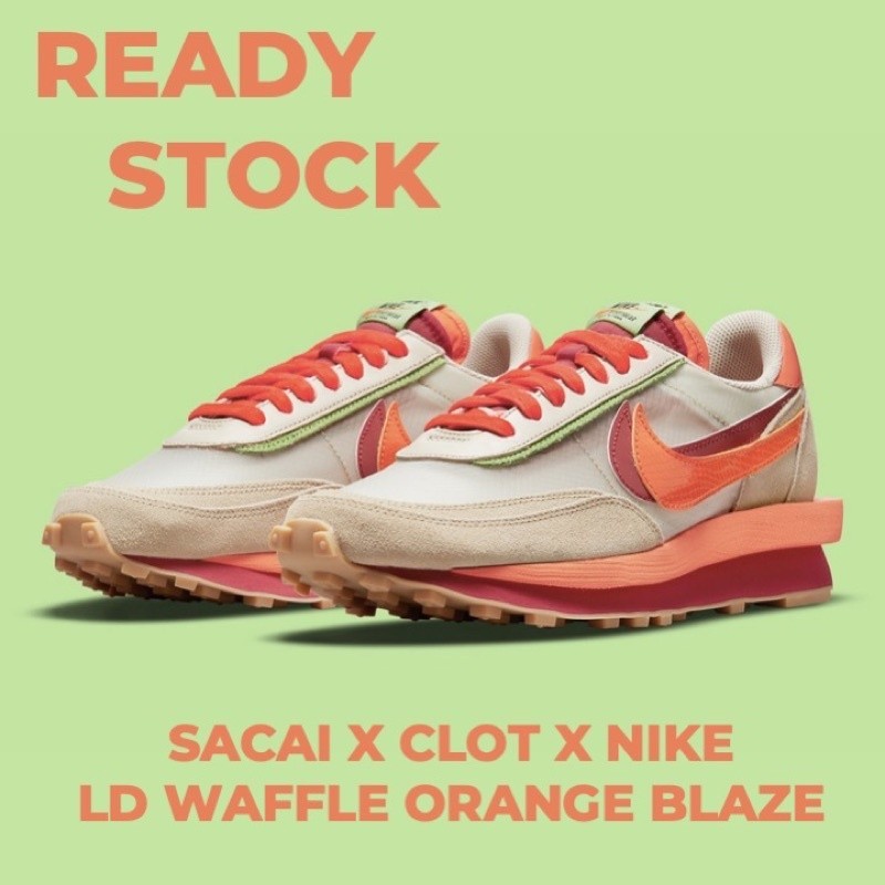 Sacai x Clot x  Nike LD Waffle Orange Blaze