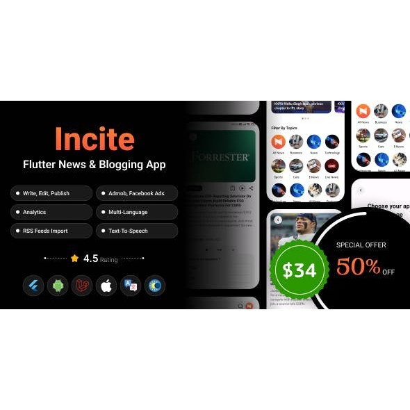 [MOBILE] Incite-aplikasi & Web berita pendek, aplikasi Blog dengan Panel Admin Laravel untuk Android