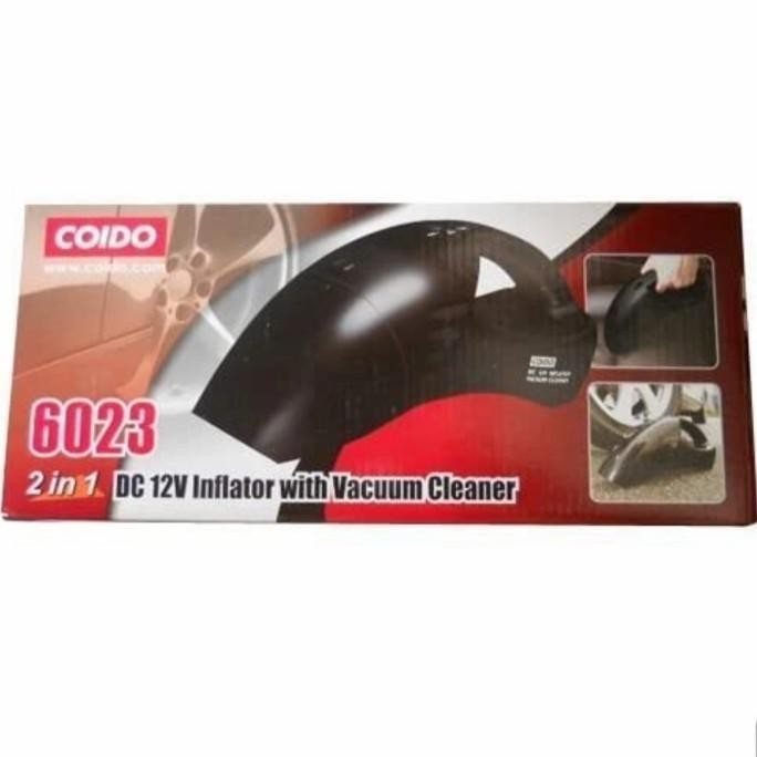 COIDO 6023 2-IN-1 CAR VACUUM CLEANER, TYRE INFLATOR + PRESSURE GAUGE ASLI