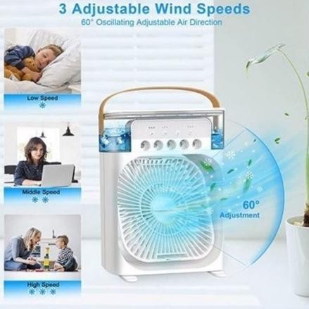 

Air Cooler Fan V3 7 Colors LED - AC Mini Portable LED 600ML + Kipas P88L