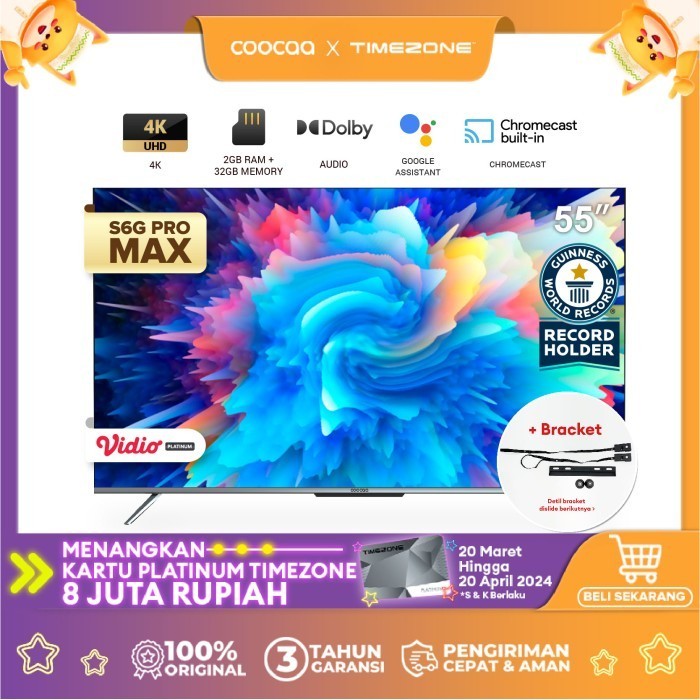 Promo [+Bracket] Coocaa 55S6G Pro Max - Android Digital Tv .