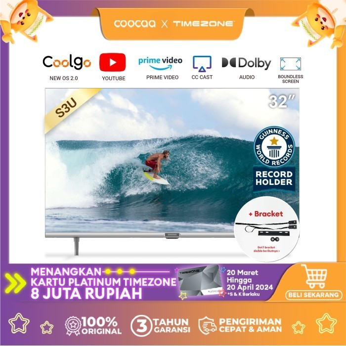 Promo [+ Bracket] Coocaa 32 Inch Digital Smart Tv (Model : Coocaa 32S3U) .