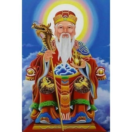 Repro Digital Lukisan Gambar Dewa China Makmur Pelindung Bumi Taoisme