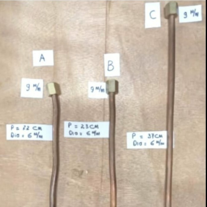 Pipa Tembaga Kompresor Van Belt / Belt Driven Nepel 9mm VARIAN