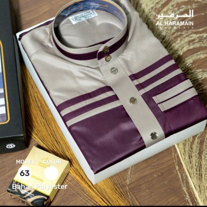 AL Haramain Jubah / Gamis Pria Dewasa Premium Kombinasi maroon