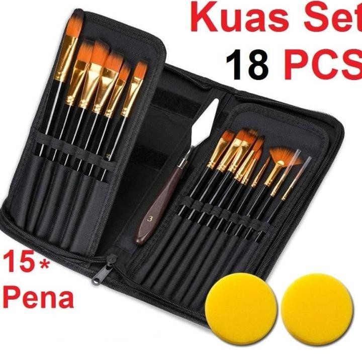 

fth-56 Art Brush Set Kuas Lukis BRS-12 SET Kuas Alat Lukis Set Lengkap Mixing Knife Murah Berkualitas Sale