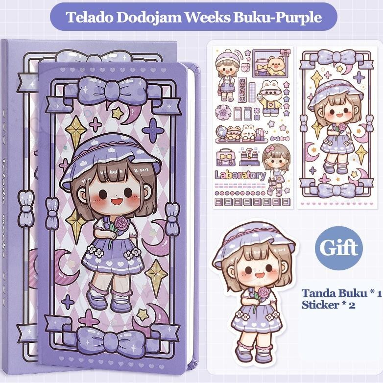 

By05 Notebook weeks cute portable Buku catatan motif korea karakter kartun lucu Agenda diary untuk pelajar sekolah kantor Buku tulis harian Hemat