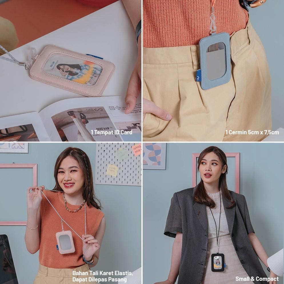 

er-6 Wallts Miroir - ID Card Lanyard Gantungan Name Tag Kaca Cermin Wanita Original