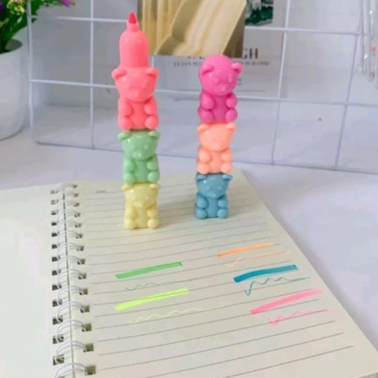 

Promo Ms Stabilo Lucu Penanda Warna Warni Isi 6 Pcs Bentuk Beruang Hihglighter Good Quality