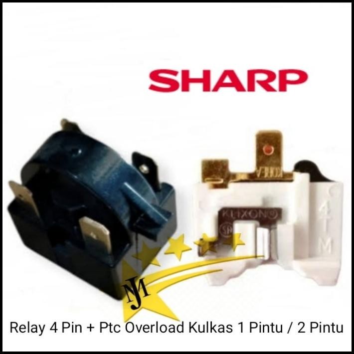 TERBARU RELAY 4 PIN + PTC OVERLOAD KULKAS SHARP 1 PINTU / 2 PINTU 