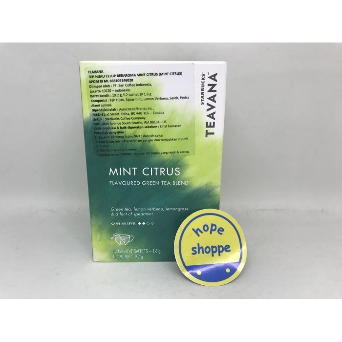 

Starbus Teavana - Nt Citrus Green Tea Blend Teh Hijau Celup 12 Pcs