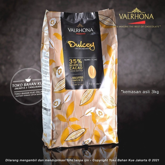 

Cabina Valrhona Dulcey 32% Blond Chocolate 3Kg Sak Couverture Cokelat Cream