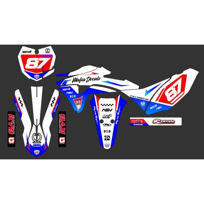 DECAL CUSTOM FULLBODY KAWASAKI KLX GORDONS PUTIH NEW LIMITED DECAL