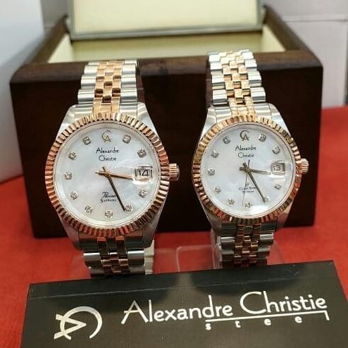 Jam Couple Original Alexandre Christie Ac 5013 Md/Ld All Stl Steel Falolaz