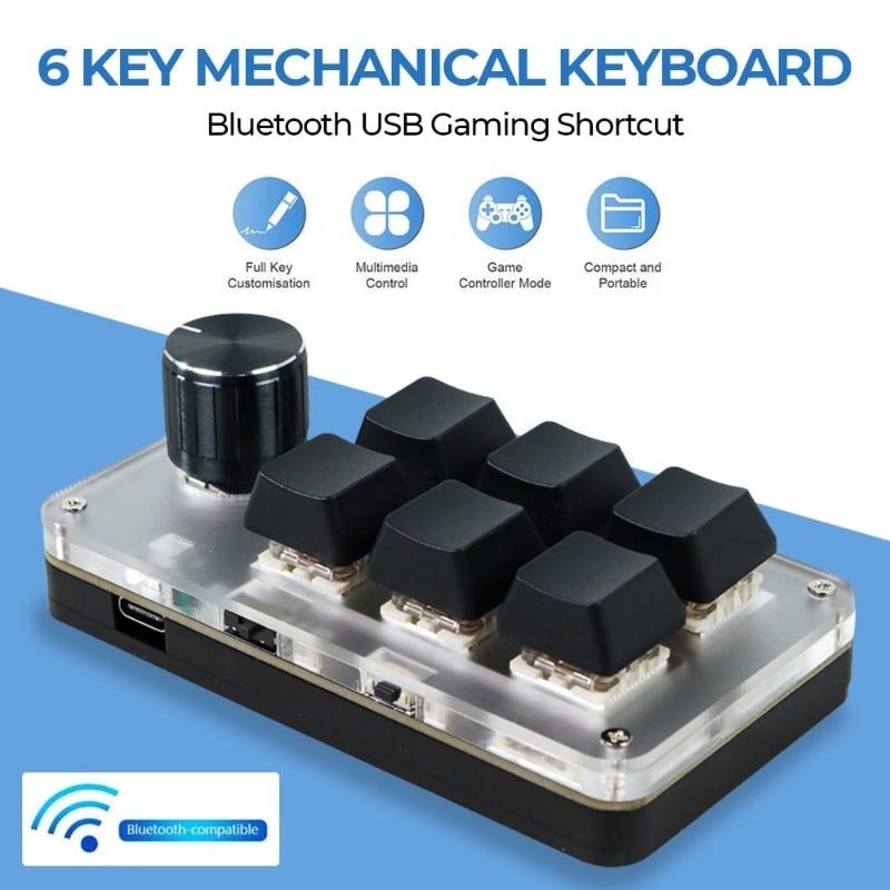 VODOOL 6 Key Mechanical Keyboard Bluetooth USB Gaming Shortcut - VD6B