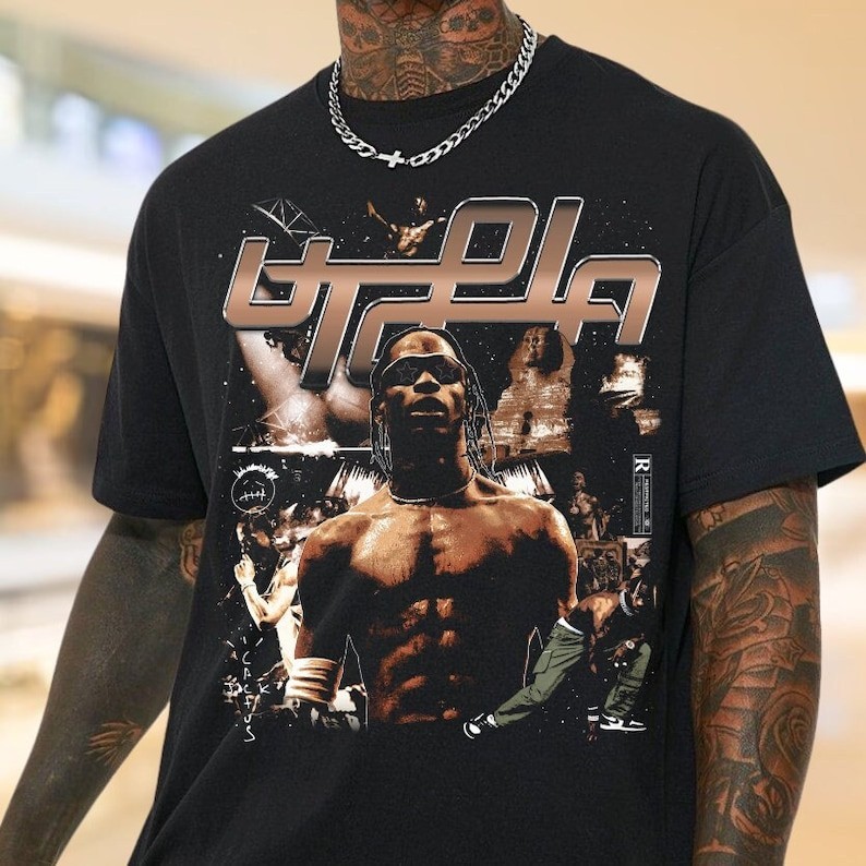Kaus Grafis Travis Scott Utopia Vintage 90S Travis Scott Utopia Rap Bootleg Uniseks Kaus Utopia Albu