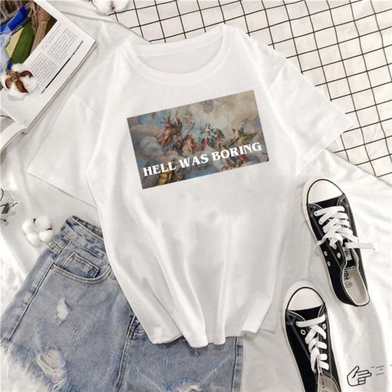 Pakaian Alternatif Kaus Mode Rave Getaran Grunge Lembut Gadis Remaja Pakaian Jalanan Estetika Punk