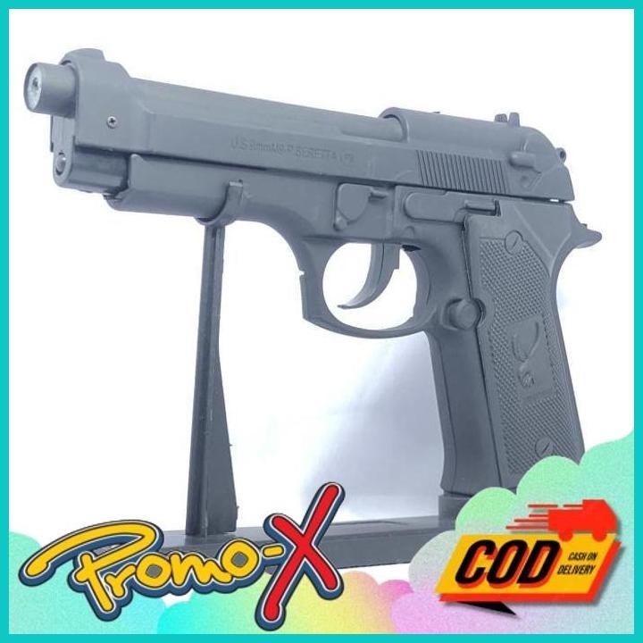 KOREK API GAS PISTOL BARETTA SILVER HITAM MIRIP PISTOL ASLI UKURAN JUMBO