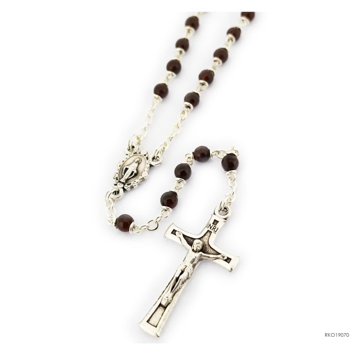 Mayu Rosario Batu Alam Garnet 4Mm Italy Doa Katolik
