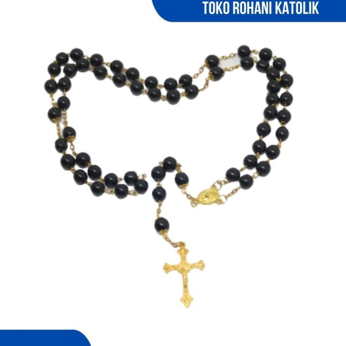 Mayu Rosario Batu Giok Hitam / Rosario Kalung / Kalung Rosario Katolik /