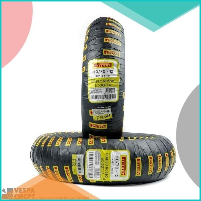 BAN PIRELLI 110/70 R12 DIABLO ROSSO VESPA PRIMAVERA SPRINT GTS DEPAN 1