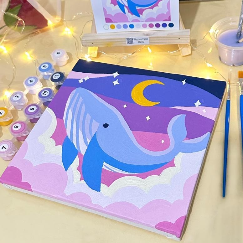 

PAINT BY NUMBER KIT 25X25CM / 20X20CM WHALE - PAINTING KIT DIY VIRAL
