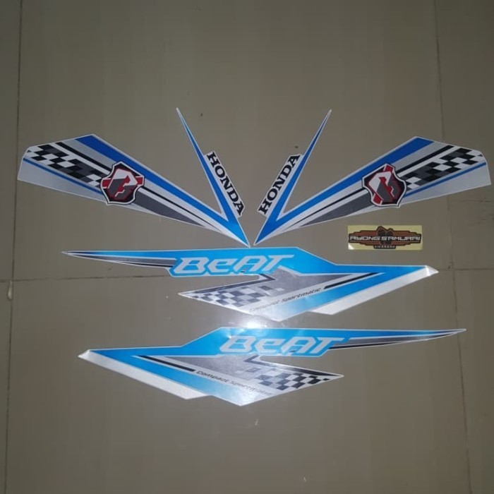 Striping Beat Eco 2018 Putih (Biru) Ori