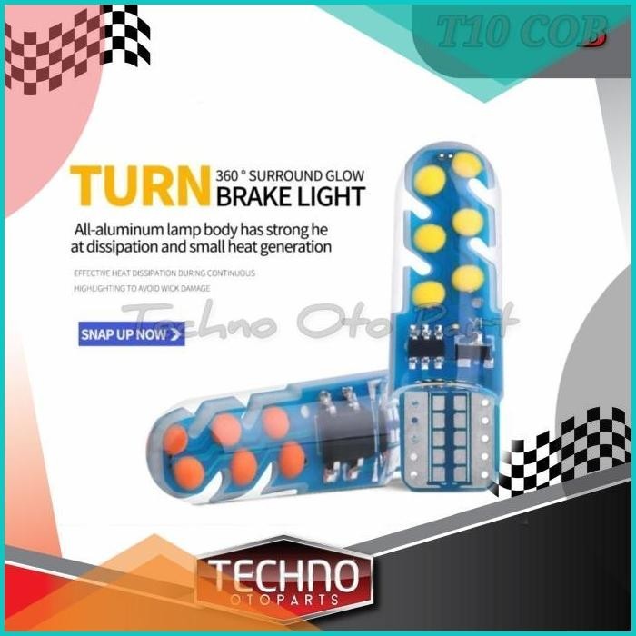 Lampu Led T10 Silicone Jelly Transparant COB 6smd Mode Strobo 1pcs 19F
