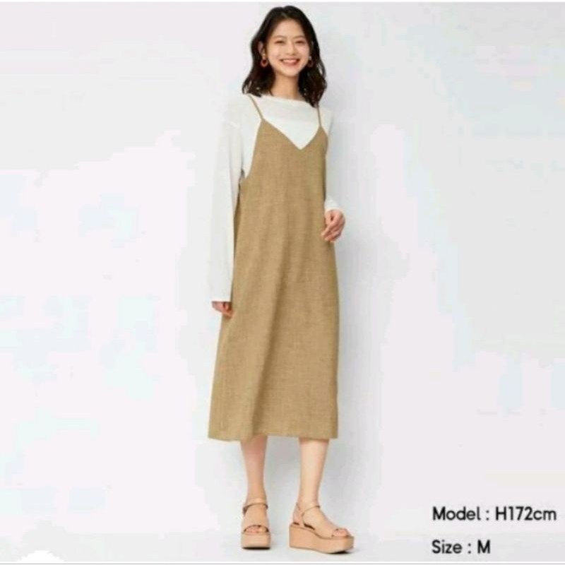 Original GU Linen Cami Dress Coksu Preloved