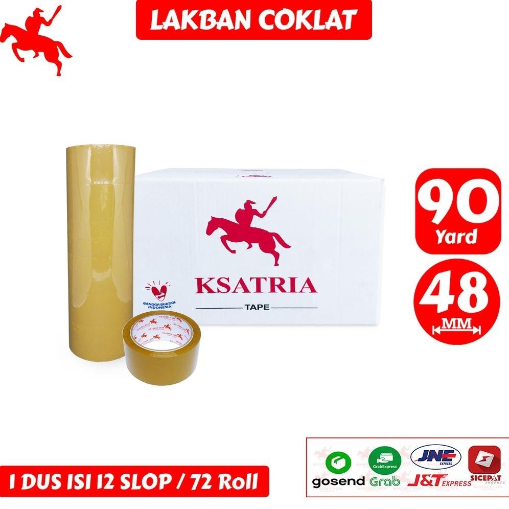 

Lagi Promooo !!! Lakban Opp Tape / Lakban Coklat Ksatria Tape 90 Yard (1 Dus)