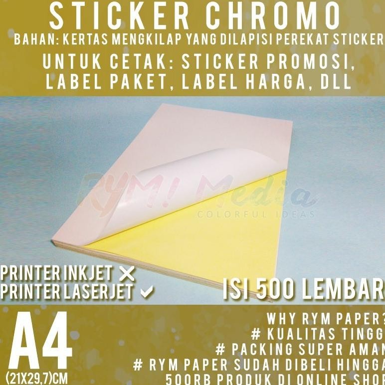 

Banyak Promooo !!! Lembar Sticker Chromo A4 / Kertas Stiker Glossy Mengkilap A4 1 Rim