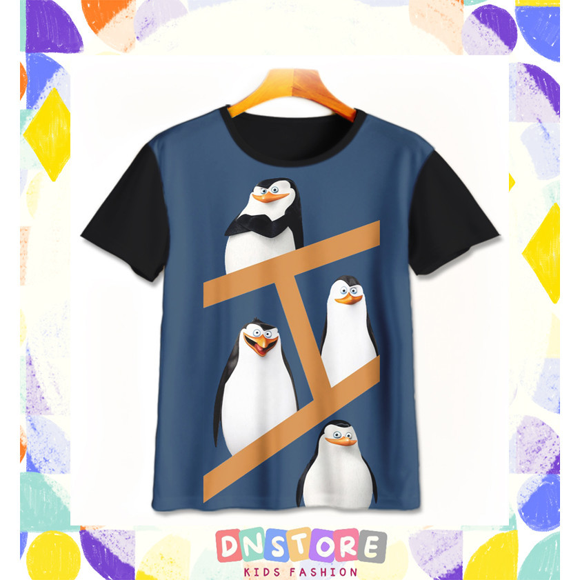 Kaos Anak Pinguin Madagascar v3 Baju Film Animasi Kartun Anak Pinguin Madagascar 3D Printing Untuk U