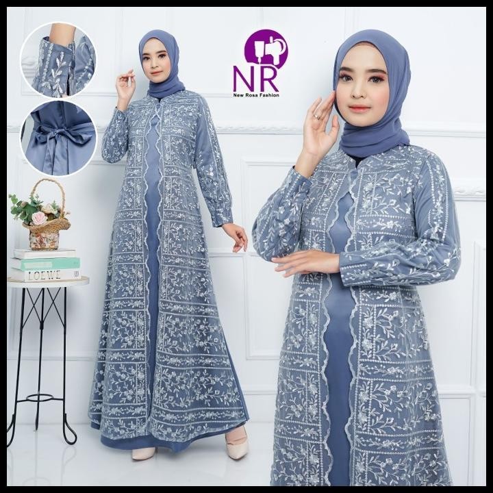 (MURAH) Ayudia Dress / Gamis Brukat Tile Mix Satin / Gamis Tile Rompi Pesta Silahkan diorder