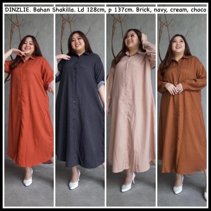 (MURAH) GAMIS LONGDRESS KEMEJA PANJANG WANITA POLKADOT JUMBO BIGSIZE XXXL Silahkan diorder