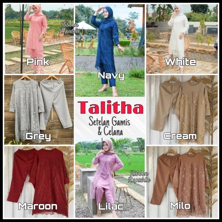 (PROMO) Setelan Gamis Tunik Brukat Renda Baju Rok Celana Wanita Lebaran Pesta Silahkan diorder