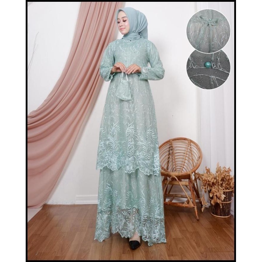 (PROMO) D1 Gamis wanita dress wanita muslim brukat muslim tingkat Silahkan diorder