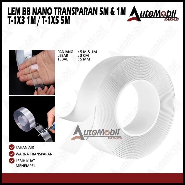 

BEST DEAL DOUBLE TAPE NANO DOUBLETAPE BENING TRANSPARAN 1M & 5M TEBAL 5MM !!!!