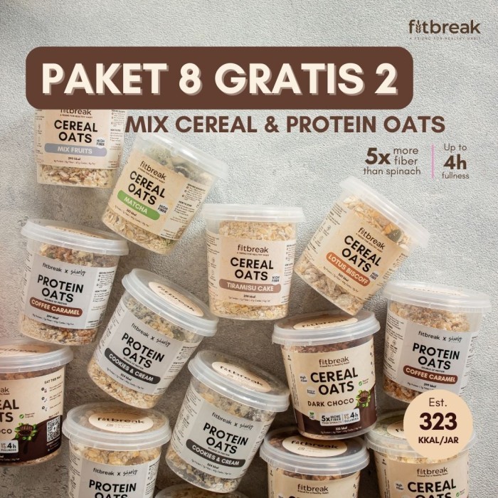 

Fitbreak Paket Cereal Dan Protein Oats 8 Gratis 2 Tinggi Serat