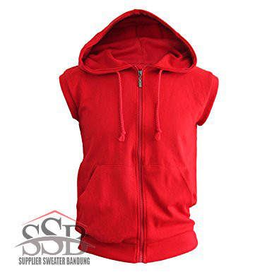 Calaca - Jaket Rompi Vest Zipper Polos - Merah