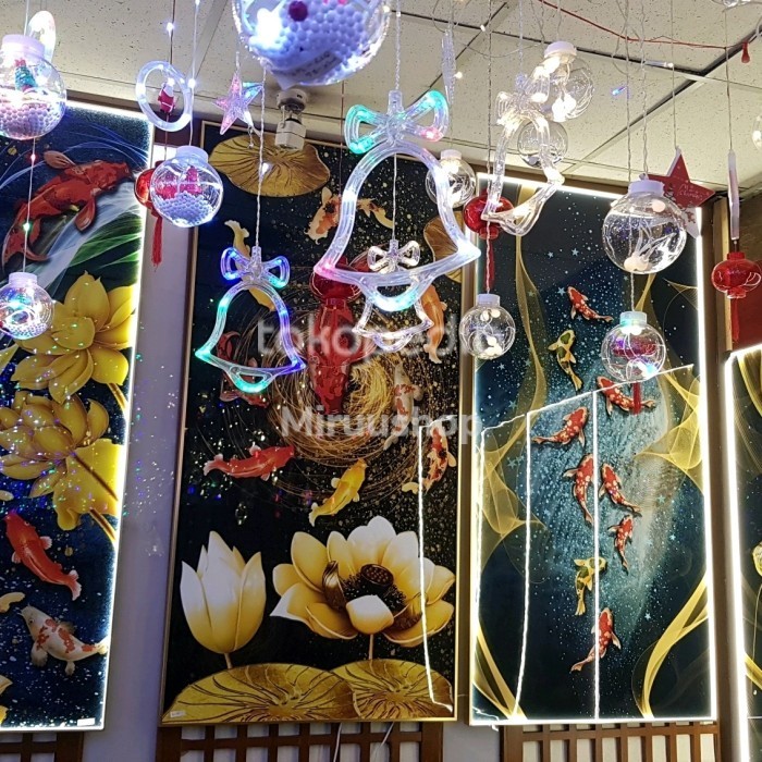 Fengshui Painting Led 9 Koi In Lotus Pond