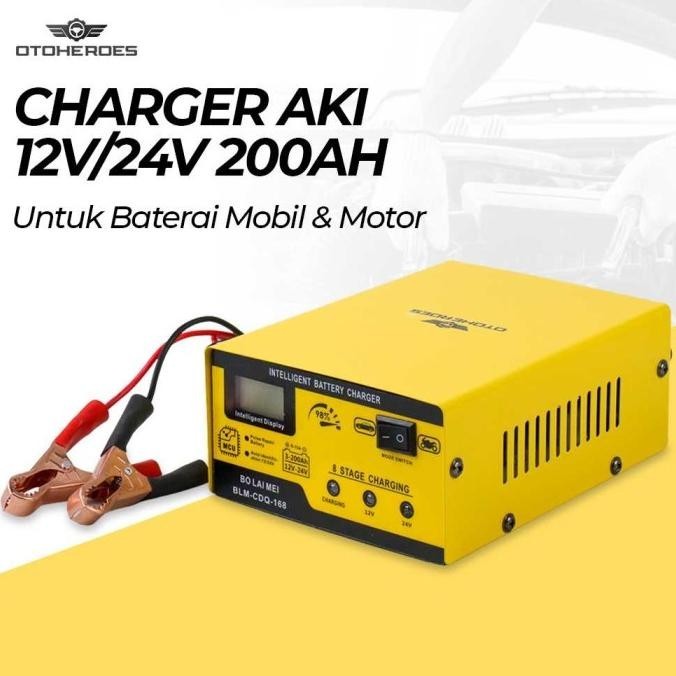 CHARGER AKI OTOMATIS MOBIL MOTOR KENDARAAN 12V/24V 200AH BO LAI MEI