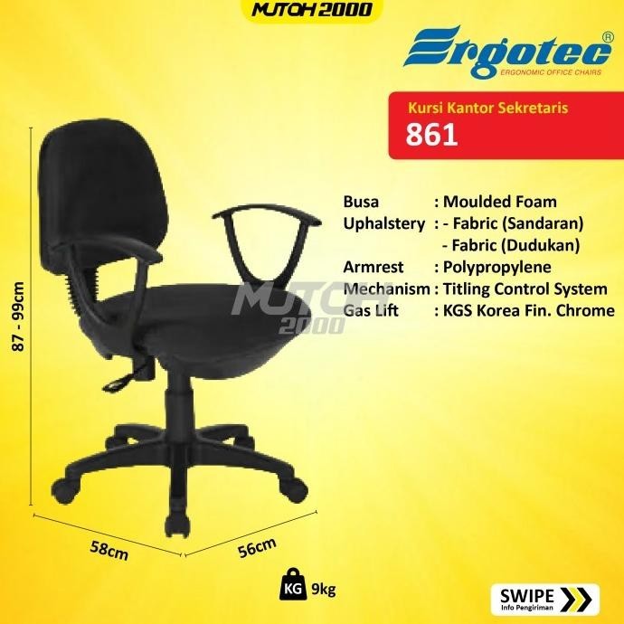 New Ergotec Kursi Kantor Kursi Sekertaris Ergotec 861 Stok Terbatas