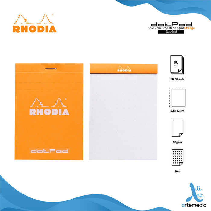 

Buku Catatan Rhodia 8,5x12cm Dot Grid Head Stapled Pad N12 Notepad BRG BARU